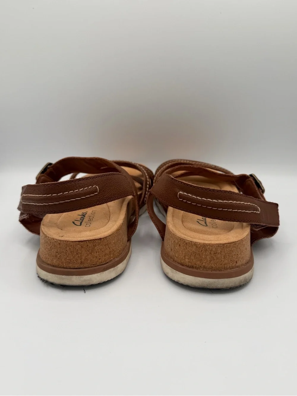 Clarks Brown Leather Women's Sandals - Dual Strap Comfort